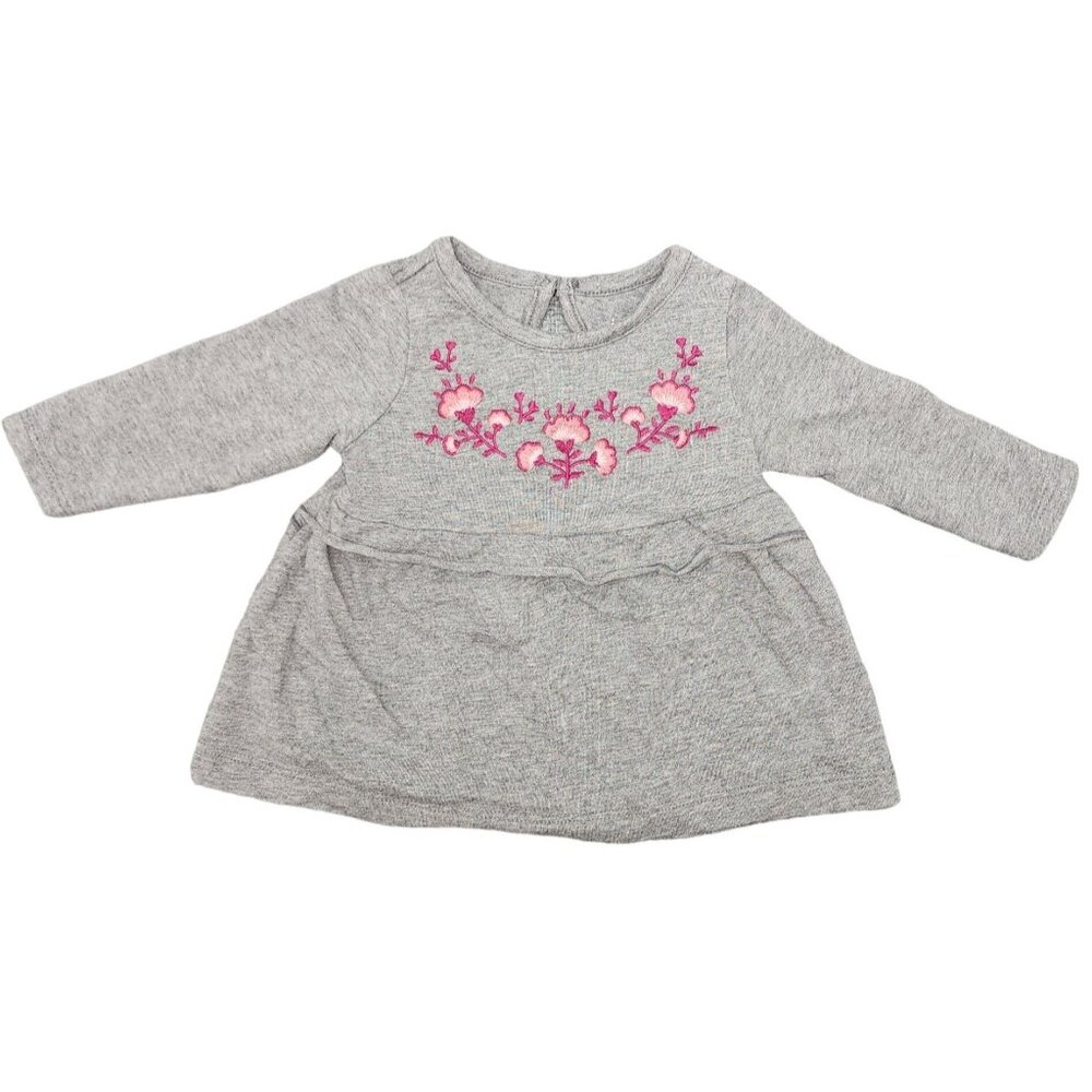 Baby Girls Just One You by Carter's Embroidered Grey Ruffle Top Shirt 3 Months